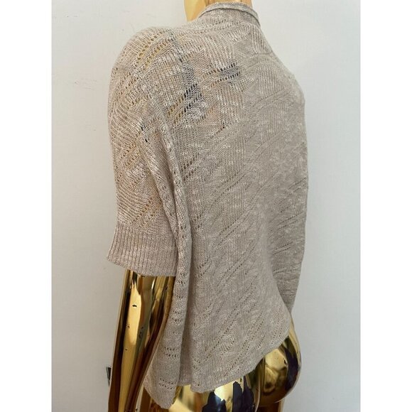 Eileen Fisher Petite Short Sleeve Open Front Linen Viscose Cardigan Sweater PS - Picture 4 of 7